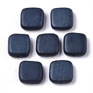 Painted Natural Wood Beads, Square, Marine Blue, 16x15x5.5mm, Hole: 1.5mm(WOOD-R265-10A)