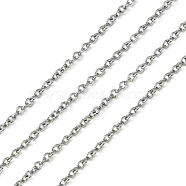 304 Stainless Steel Cable Chains, Stainless Steel Color, 2x1.65x0.4mm(CHS-O005-19B)