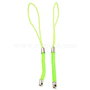 Polyester Cord Mobile Straps, with Platinum Plated Iron Findings, Lawn Green, 8~9cm(FIND-G063-02P-04)