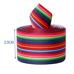 Stripe Pattern Printed Polyester Grosgrain Ribbon, for DIY Bowknot Accessories, Dark Red, 2-1/2 inch(63mm), about 5yards/roll(4.57m/roll)(OCOR-TAC0009-01H-A)