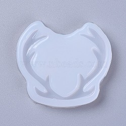 Food Grade Silicone Molds, Resin Casting Molds, For UV Resin, Epoxy Resin Jewelry Making, Deer Horn, White, 50x57x8mm, Deer Horn: 40x52mm(DIY-L026-018)