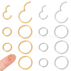 16Pcs 4 Styles 304 Stainless Steel Twister Clasps, Ring, Golden & Stainless Steel Color, 8~12x1mm, Inner Diameter: 6~10mm, 2pcs/style(STAS-UN0040-53)
