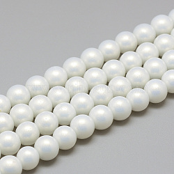 Glass Pearl Beads Strands, Baking Painted, Pearlized Style, Dyed, Round, Creamy White, 8~8.5mm, Hole: 1.5mm, about 100~105pcs/strand, 31.8 inch(DGLA-S115-8mm-K41)