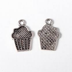 Tibetan Style Alloy Drink Charms, Cadmium Free & Lead Free, Cupcake, Antique Silver, 16x11x2mm, Hole: 1.5mm(TIBEP-A100748-S-LF)