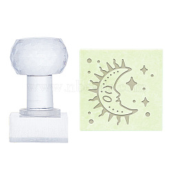 Clear Acrylic Soap Stamps, DIY Soap Molds Supplies, Rectangle, Moon, 60x35x35mm, Pattern: 32x32mm(DIY-WH0438-029)