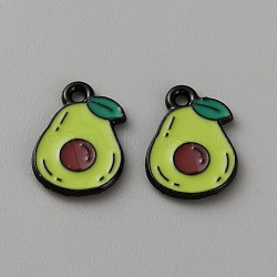Alloy Enamel Pendants, Fruits Charms, Avocado, 15x10.5x1mm, Hole: 1.5mm(ENAM-TAC0019-03J)