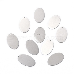 304 Stainless Steel Pendants, Double Side Drawbench, Stamping Blank Tag, Oval, Stainless Steel Color, 37x22.5x1mm, Hole: 1.8mm(STAS-F271-07G-P)