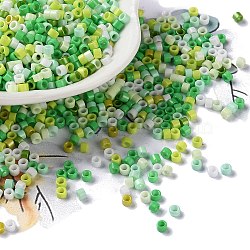 Baking Paint Glass Seed Beads, Cylinder, Lime, 2.5x2mm, Hole: 1.4mm, about 45359pcs/pound(SEED-S042-05A-10)