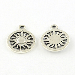 Sun Tibetan Style Alloy Pendants, Lead Free & Cadmium Free, Antique Silver, 19.5x16x2mm, Hole: 2mm, about 350pcs/500g(TIBEP-S295-54AS-RS)