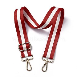 Adjustable Nylon Bag Chains Strap, with Light Gold Iron Swivel Clasps, for Bag Replacement Accessories, Red & White, Stripe Pattern, 82~147x3.9cm(AJEW-P059-06)