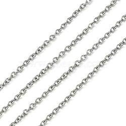 304 Stainless Steel Cable Chains, Stainless Steel Color, 2x1.65x0.4mm(CHS-O005-19B)