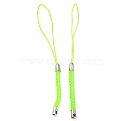 Polyester Cord Mobile Straps, with Platinum Plated Iron Findings, Lawn Green, 8~9cm(FIND-G063-02P-04)