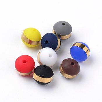 Silicone Beads, with 201 Stainless Steel Findings, Round, Golden, Mixed Color, 8mm, Hole: 1.5mm