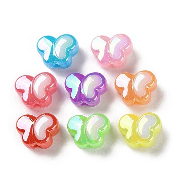 AB Color Plated Acrylic Beads, Two Tone, Butterfly, Mixed Color, 13.5x17.5x9.5mm, Hole: 2.8mm, about 335pcs/500g