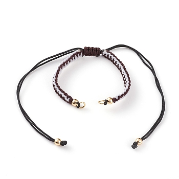 Adjustable Nylon Thread Braided Bracelet Making, with Golden Plated Brass Beads and 304 Stainless Steel Jump Rings, Coconut Brown, 4-3/8 inch(11cm)~12-1/4 inch(31cm)