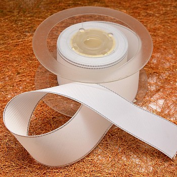 Wired Grosgrain Ribbon for Gift Packing, White, 1 inch(25mm), about 100yards/roll(91.44m/roll)