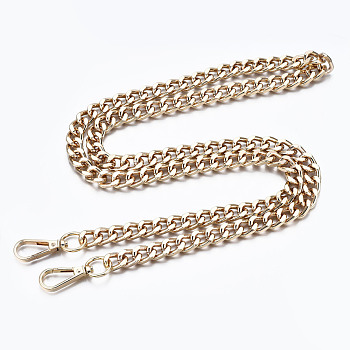 Bag Chains Straps, Aluminum Curb Link Chains, with Alloy Swivel Clasps, for Bag Replacement Accessories, Light Gold, 1180x12mm