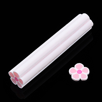 Luminous Handmade Polymer Clay Nail Art Decoration, Fashion Nail Care, No Hole Tubes, Flower, Pink, 47~50x8~10x8~10mm