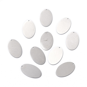 304 Stainless Steel Pendants, Double Side Drawbench, Stamping Blank Tag, Oval, Stainless Steel Color, 37x22.5x1mm, Hole: 1.8mm