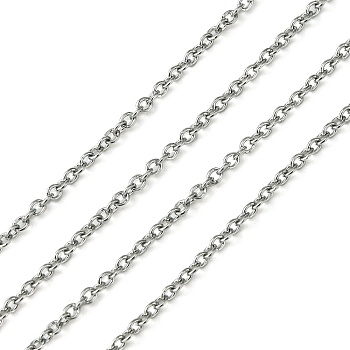304 Stainless Steel Cable Chains, Stainless Steel Color, 2x1.65x0.4mm