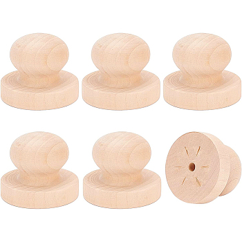 BENECREAT Wooden Stamp Handle, Column, BurlyWood, 49x40.5mm, Hole: 6mm