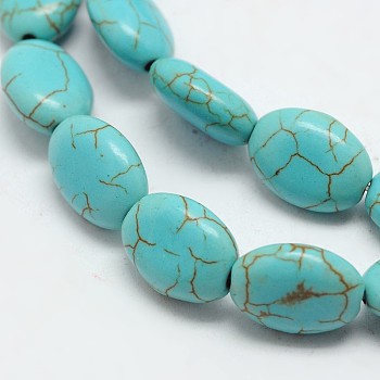 Dyed Synthetical Turquoise Oval Bead Strand, Turquoise, 13x10x5mm, Hole: 1mm, 15.7 inch