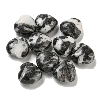 Natural Zebra Jasper Beads, Half Drilled, Heart, 15.5x15.5x8mm, Hole: 1mm
