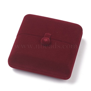 Velvet Bracelet Box, Double Flip Cover, for Showcase Jewelry Display Bracelet Storage Box, Square, Dark Red, 10x10x4.4cm(VBOX-G005-11)