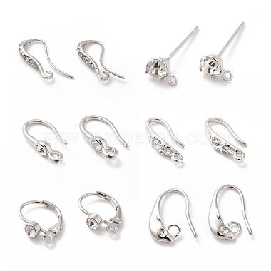 Platinum Brass+Cubic Zirconia Earring Hooks