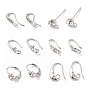 Rack Plating Brass Cubic Zirconia Earring Findings, with Horizontal Loops, Mixed Shape, Platinum, 6~16x2.5~4mm, Hole: 1.2~1.8mm, Pin: 0.8~1mm