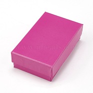 Cardboard Jewelry Pendant/Earring Boxes, 2 Slots, with Black Sponge, for Jewelry Gift Packaging, Deep Pink, 8.4x5.1x2.5cm(CBOX-L007-006B)