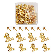 Iron Clips and Round Head Drawing Pins, Golden, 40sets(AJEW-TA0001-14G)