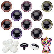 10 Sets 5 Colors Plastic Craft Eyes, Safety Eyes, with Blood Streak Disc and Spacer, for Doll Making, Half Round, Mixed Color, 40x32mm, 2 sets/color(KY-OC0001-27B)