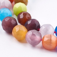Cat Eye Beads Strands, Faceted, Round, Mixed Color, 7.5~8mm, Hole: 1.5mm, about 50pcs/strand, 14.7 inch(37.4cm)(CE-F021-8mm-A03)