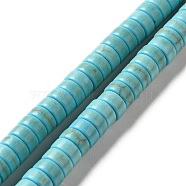 Synthetic Turquoise Dyed Beads Strands, Heishi Beads, Flat Round/Disc, Turquoise, 6x3mm, Hole: 1mm, about 124pcs/strand, 14.57''(37cm)(G-E594-20B)