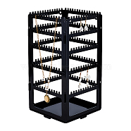 360 Degree Plastic Rotating Jewelry Organizer Display Stands, Tabletop Jewelry Storage Rack for Earrings Bracelets Necklaces Display, Cuboid, Black, Finish Product: 15x15x30cm(EDIS-WH0022-11B)