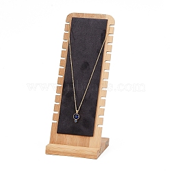 Bamboo Necklace Display Stand, L-Shaped Long Chain Display Stand, Rectangle, Dark Gray, 10x25.8cm(NDIS-E022-04A)