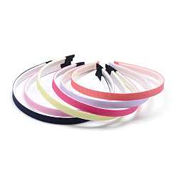 Plain Plastic Hair Band Findings, with Teeth, with Grosgrain, Mixed Color, 120mm, 10mm(OHAR-Q275-03)