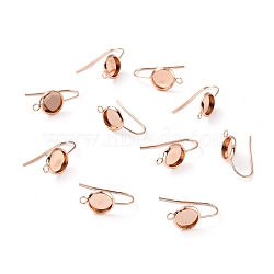304 Stainless Steel Earring Hooks, with Vertical Loop, Flat Round, Real Rose Gold Plated, 20x10x1.5mm, Hole: 1.8mm, Tray: 8mm, 20 Gauge, Pin: 0.8mm(STAS-F271-01A-RG)