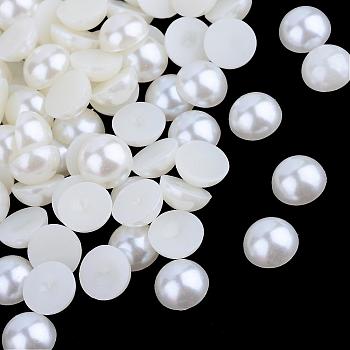 ABS Plastic Cabochons, Imitation Pearl, Half Round, Beige, 6x3mm, about 5000pcs/bag