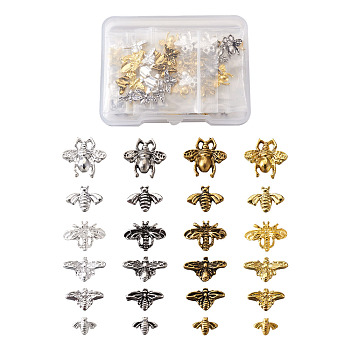 Bees Alloy Cabochons, Nail Art Decoration Accessories, DIY Crystal Epoxy Resin Material Filling, Mixed Color, 120pcs/box