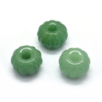 Natural Green Aventurine Beads, Large Hole Beads, Pumpkin, 24.5x16~17mm, Hole: 7mm