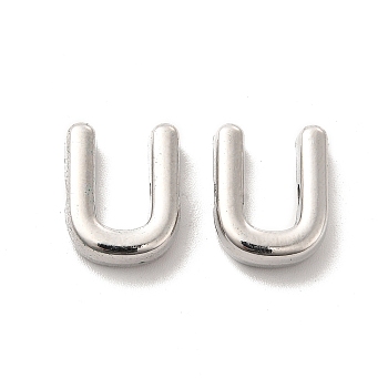 Alloy Beads, Long-Lasting Plated, Cadmium Free & Lead Free, Letter, Letter.U, 14x11x4.5mm, Hole: 2mm