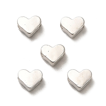CCB Plastic Beads, Heart, Platinum, 5.5x7x3.5mm, Hole: 1.8mm