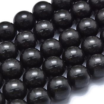 Natural Shungite Beads Strands, Round, 9.5~10mm, Hole: 0.8mm, about 40pcs/Strand, 14.96 inch(38cm)