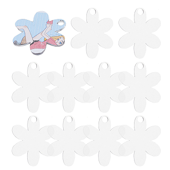 10Pcs Acrylic Big Pendants, Flower, Clear, 81x70.5x3mm, Hole: 10mm