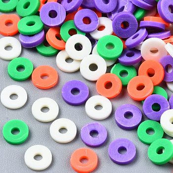 Handmade Polymer Clay Beads, Heishi Beads, for DIY Jewelry Crafts Supplies, Disc/Flat Round, Creamy White, 6x1mm, Hole: 2mm, about 26000pcs/1000g