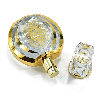Gold Stamping Glass Spray Perfume Bottles, SPA Aromatherapy Essemtial Oil Empty Bottle, Light Khaki, 10.8x7.6cm