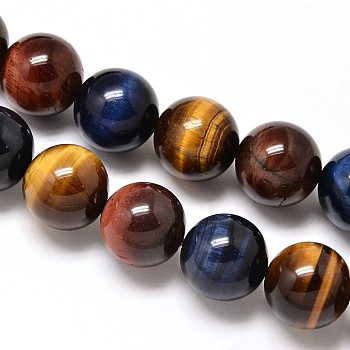 Natural Tiger Eye Beads Strands, Grade A, Round, 6mm, Hole: 1mm, about 66pcs/strand, 15.7 inch