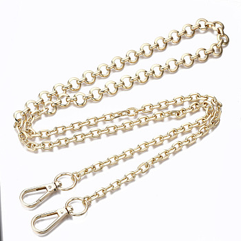 Bag Chains Straps, Brass Cable Link Chains and Iron Cable Link Chains, with Alloy Swivel Clasps, for Bag Replacement Accessories, Light Gold, 108x1.2cm